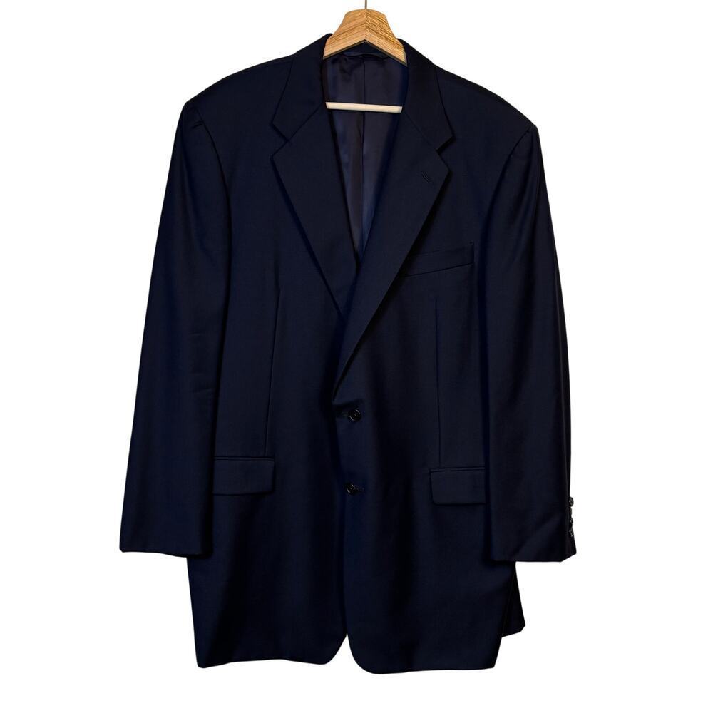 Hickey Freeman by Loro Piana Tasmanian super 120s Wool Blazer Sz 46Long Navy